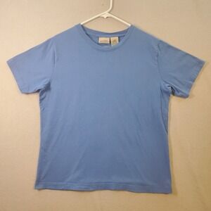 St Johns Bay Mens Medium Blue Cotton Short Sleeve Crew Neck Basic Blank T-Shirt